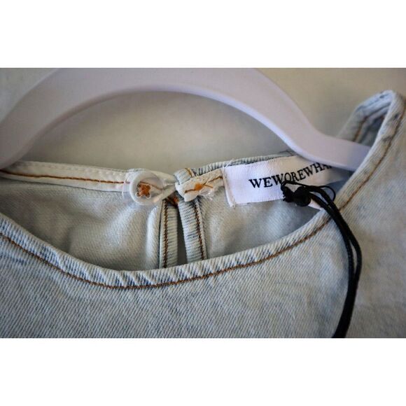 WeWoreWhat WWDT48-1 Women's Sz Small Indigo Comfort Cropped Denim Top - Picture 3 of 8